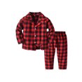 thumbnail image 1 of Bagilaanoe 2pcs Little Boy Girl Pajamas Sets Plaid Long Sleeve Shirts Tops + Pants 4T 5T 6T 7T 8T 9T Kids Loungewear Sleepwear, 1 of 9