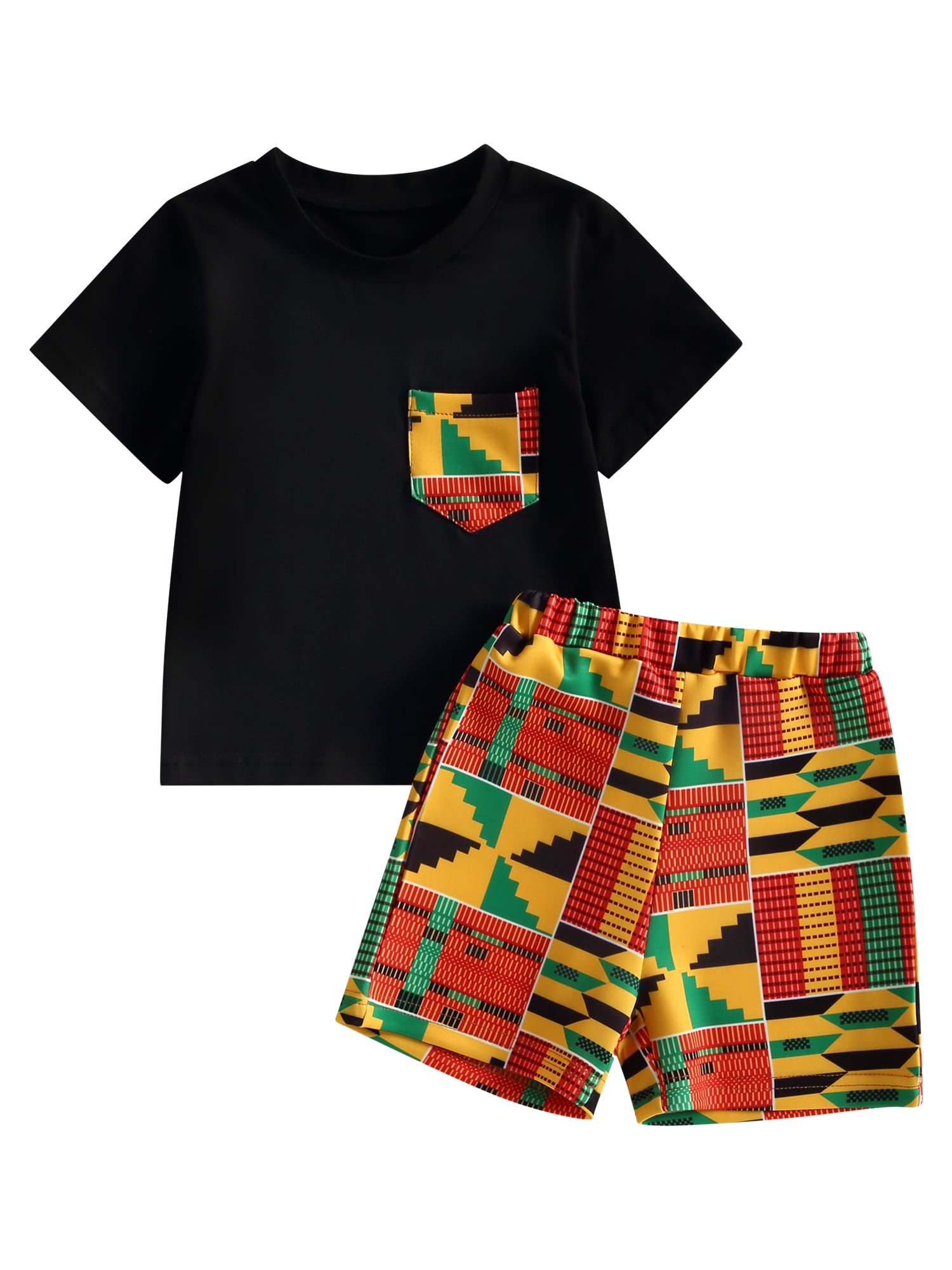 Bagilaanoe 2pcs Little Boy Short Pants Set Graphic Short Sleeve T
