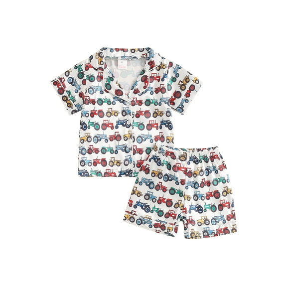 Bagilaanoe 2pcs Little Boy Shorts Set Toddler Short Sleeve Print T Shirt Tops + Shorts 1T 2T 3T 4T 5T 6T 7T Kids Casual Summer Clothes