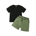 thumbnail image 1 of Bagilaanoe 2pcs Little Girl Short Pants Set Short Sleeve T-Shirts Tops + Shorts 4T 5T 6T 7T Kids Casual Summer Outfits, 1 of 9