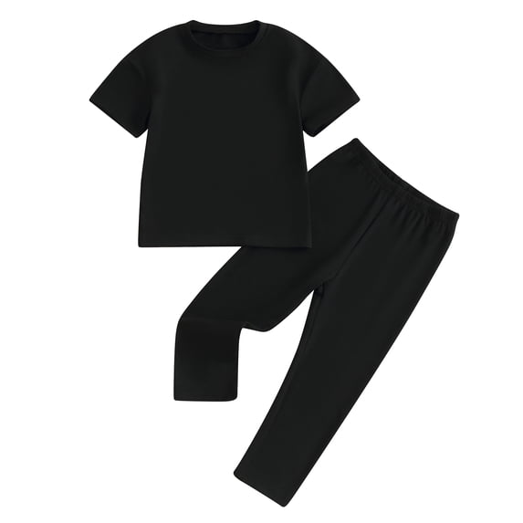 Bagilaanoe 2pcs Little Girls Pants Set Toddler Summer Outfits Short Sleeve T-shirts Tops + Leggings 3T 4T 5T 6T 7T 8T Kids Casual Clothes