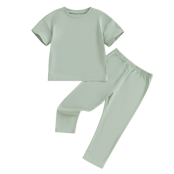 Bagilaanoe 2pcs Little Girls Pants Set Toddler Summer Outfits Short Sleeve T-shirts Tops + Leggings 3T 4T 5T 6T 7T 8T Kids Casual Clothes