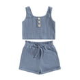 thumbnail image 1 of Bagilaanoe 2pcs Little Girls Short Pants Set Sleeveless Vest Tops + Shorts 4T 5T 6T 7T 8T Kids Casual Summer Outfits, 1 of 7