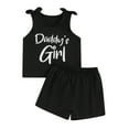 thumbnail image 1 of Bagilaanoe 2pcs Little Girls Shorts Set Toddler Summer Outfits Letter Print Sleeveless Tank Tops + Short Pants 3T 4T 5T 6T 7T Kids Casual Clothes, 1 of 7
