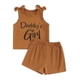 thumbnail image 1 of Bagilaanoe 2pcs Little Girls Shorts Set Toddler Summer Outfits Letter Print Sleeveless Tank Tops + Short Pants 3T 4T 5T 6T 7T Kids Casual Clothes, 1 of 7