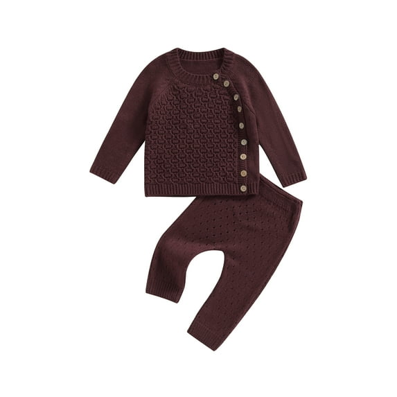 Bagilaanoe 2pcs Newborn Baby Boy Girl Knit Outfits Long Sleeve Sweater Tops + Leggings 3M 6M 9M 12M 18M 24M Winter Casual Long Pants Set