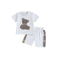thumbnail image 1 of Bagilaanoe 2pcs Newborn Baby Boy Girl Short Pants Set Short Sleeve Plaid Print T Shirt Tops + Shorts 3M 6M 9M 12M 18M 24M Infant Casual Summer Outfits, 1 of 8