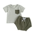 thumbnail image 1 of Bagilaanoe 2pcs Newborn Baby Boy Girl Shorts Set Short Sleeve Stripe Print T Shirt Tops + Shorts 6M 12M 18M 24M Infant Casual Summer Clothes, 1 of 8