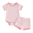 thumbnail image 1 of Bagilaanoe 2pcs Newborn Baby Boy Girl Shorts Set Short Sleeve T Shirt Tops + Shorts 3M 6M 12M 18M Infant Casual Summer Clothes, 1 of 8