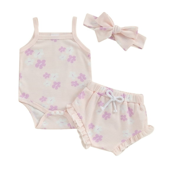 Bagilaanoe 2pcs Newborn Baby Boy Girl Shorts Set Sleeveless Flower Print Romper + Shorts 3M 6M 12M 18M Infant Casual Summer Clothes