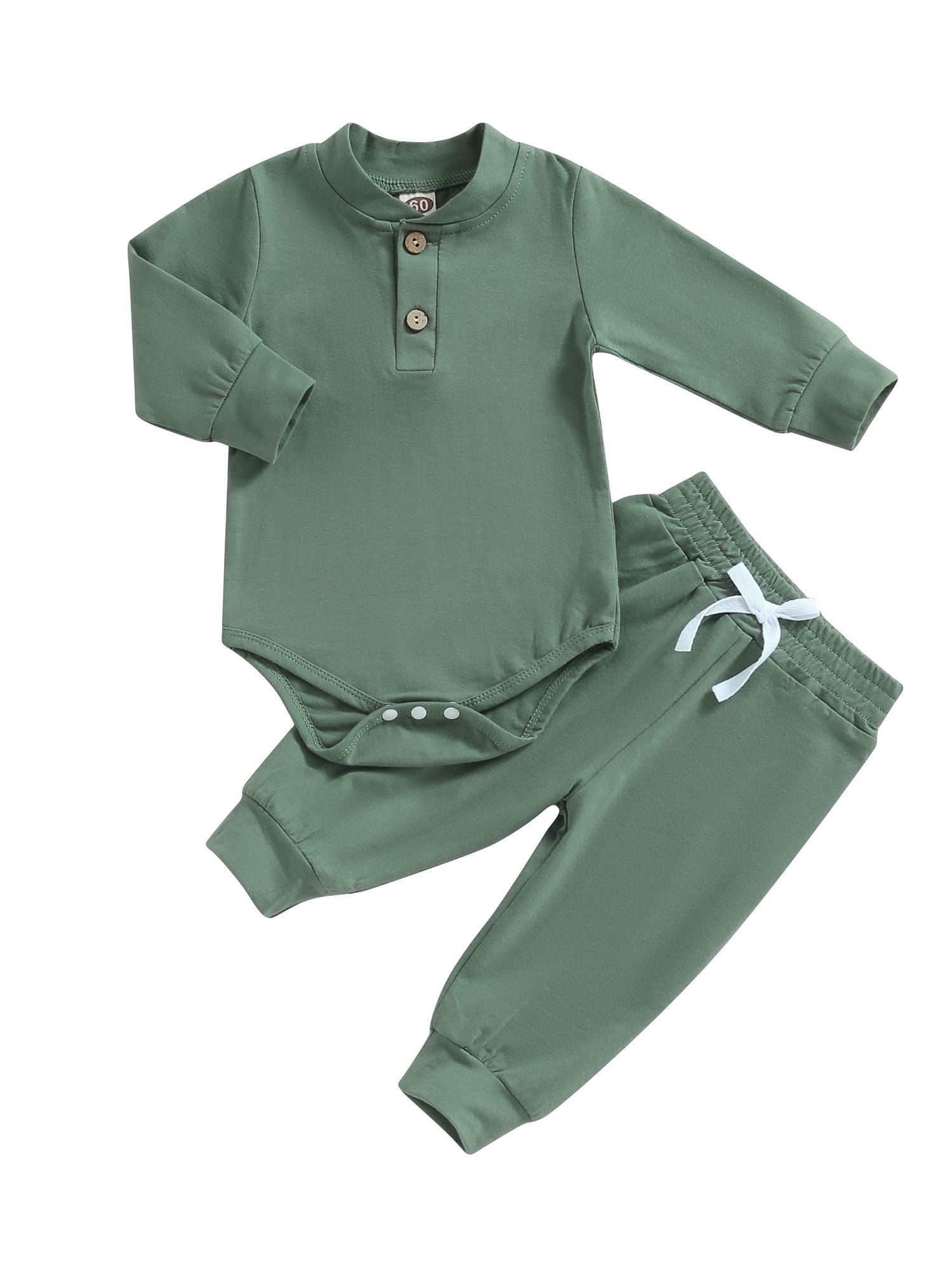 Bagilaanoe 2pcs Newborn Baby Boy Long Pants Set Long Sleeve Romper Tops