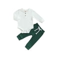 thumbnail image 1 of Bagilaanoe 2pcs Newborn Baby Boy Long Pants Set Ribbed Long Sleeve Romper Tops + Leggings 3M 6M 12M 18M 24M Infant Casual Outfits, 1 of 9