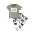 thumbnail image 1 of Bagilaanoe 2pcs Newborn Baby Boy Long Pants Set Short Sleeve T-Shirts Tops + Trousers 3M 6M 12M 18M Infant Casual Outfits, 1 of 8