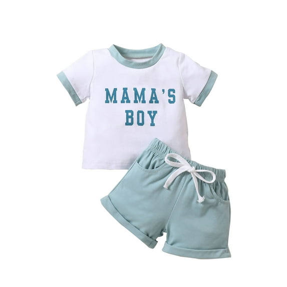 Bagilaanoe 2pcs Newborn Baby Boy Short Pants Set Letter Print Short Sleeve T-Shirt Tops + Shorts 3M 6M 12M 18M 24M Infant Casual Summer Outfits