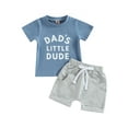 thumbnail image 1 of Bagilaanoe 2pcs Newborn Baby Boy Short Pants Set Short Sleeve Letter Print T Shirt Tops + Shorts 3M 6M 12M 18M 24M Infant Casual Summer Outfits, 1 of 7
