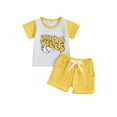 thumbnail image 1 of Bagilaanoe 2pcs Newborn Baby Boy Short Pants Set Short Sleeve Letter Print T Shirt Tops + Shorts 3M 6M 9M 12M 18M 24M Infant Casual Summer Outfits, 1 of 9