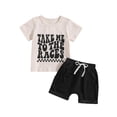 thumbnail image 1 of Bagilaanoe 2pcs Newborn Baby Boy Short Pants Set Short Sleeve Letter T-Shirt Tops + Shorts 6M 12M 18M 24M Infant Casual Summer Outfits, 1 of 9