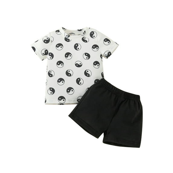 Bagilaanoe 2pcs Newborn Baby Boy Short Pants Set Short Sleeve Print T Shirt Tops + Shorts 3M 6M 9M 12M 18M 24M Infant Casual Summer Outfits