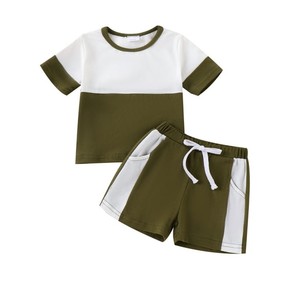 Bagilaanoe 2pcs Newborn Baby Boy Shorts Set Short Sleeve Contrast Color T Shirt Tops + Shorts 3M 6M 9M 12M 18M 24M Infant Casual Summer Clothes