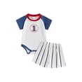 thumbnail image 1 of Bagilaanoe 2pcs Newborn Baby Boy Shorts Set Short Sleeve Letter Print Romper Tops + Striped Shorts 6M 12M 18M 24M Infant Casual Summer Clothes, 1 of 7