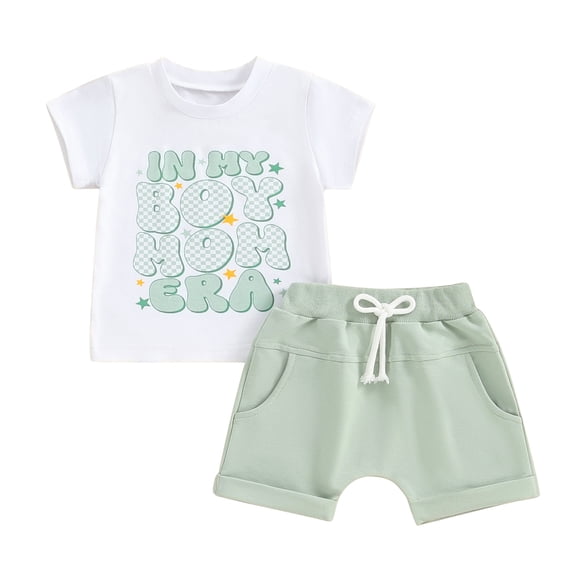 Bagilaanoe 2pcs Newborn Baby Boy Shorts Set Short Sleeve Letter Print T Shirt Tops + Shorts 3M 6M 12M 18M 24M Infant Casual Summer Clothes