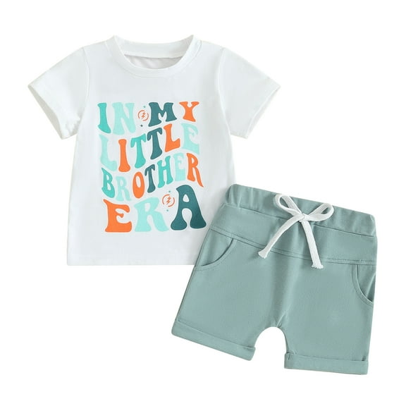 Bagilaanoe 2pcs Newborn Baby Boy Shorts Set Short Sleeve Letter Print T Shirt Tops   Shorts 3M 6M 12M 18M Infant Casual Summer Clothes