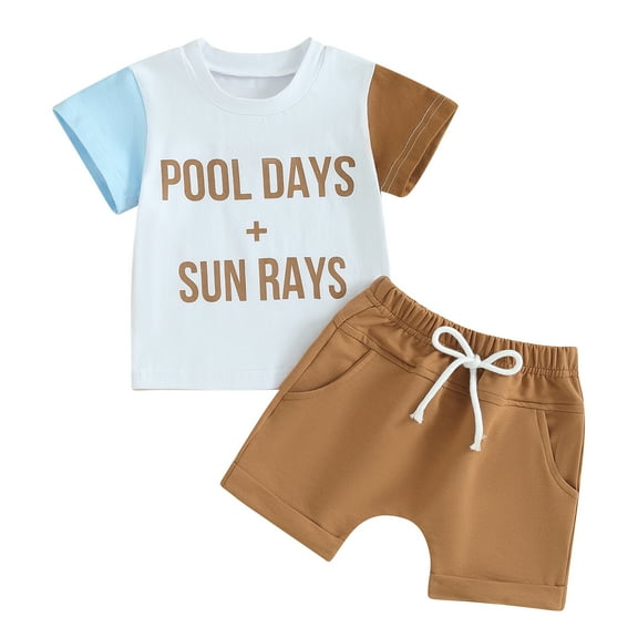 Bagilaanoe 2pcs Newborn Baby Boy Shorts Set Short Sleeve Letter Print T Shirt Tops + Shorts 3M 6M 9M 12M 18M 24M Infant Casual Summer Clothes
