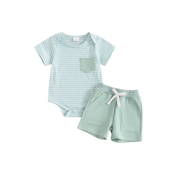 Bagilaanoe 2pcs Newborn Baby Boy Shorts Set Short Sleeve Romper Tops + Shorts 3M 6M 9M 12M 18M Infant Casual Summer Clothes
