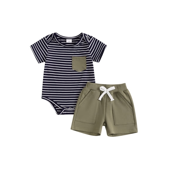 Bagilaanoe 2pcs Newborn Baby Boy Shorts Set Short Sleeve Romper Tops + Shorts 3M 6M 9M 12M 18M Infant Casual Summer Clothes