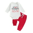 thumbnail image 1 of Bagilaanoe 2pcs Newborn Baby Boy Valentine's Day Outfits Pants Set Long Sleeve Romper Tops + Sweatpants 3M 6M 12M 18M Infant Casual Clothes, 1 of 8