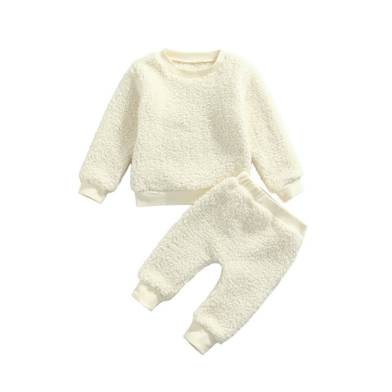 Bagilaanoe 2pcs Newborn Baby Girl Boy Long Pants Set Long Sleeve Plush Pullover Tops + Trousers 6M 12M 18M 24M Infant Fall Warm Outfits