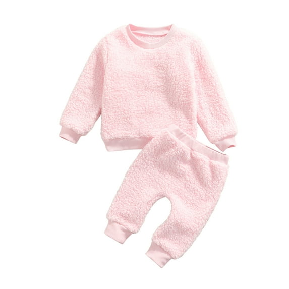 Bagilaanoe 2pcs Newborn Baby Girl Boy Long Pants Set Long Sleeve Plush Pullover Tops + Trousers 6M 12M 18M 24M Infant Fall Warm Outfits