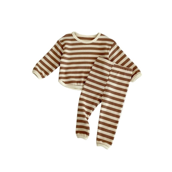 Bagilaanoe 2pcs Newborn Baby Girl Boy Long Pants Set Long Sleeve T Shirts Tops   Striped Trousers 3M 6M 12M 18M 24M Infant Casual Outfits