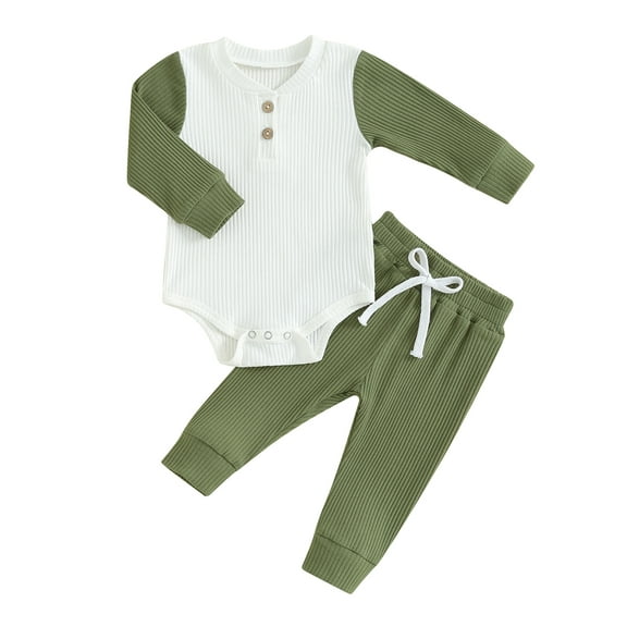 Bagilaanoe 2pcs Newborn Baby Girl Boy Pants Set Long Sleeve Romper Tops   Leggings 3M 6M 12M 18M 24M Infant Casual Clothes