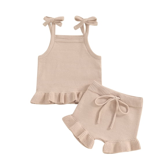 Bagilaanoe 2pcs Newborn Baby Girl Knit Shorts Set Sleeveless Cami Tops + Shorts 3M 6M 12M 18M Infant Casual Summer Clothes