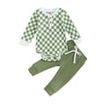 thumbnail image 1 of Bagilaanoe 2pcs Newborn Baby Girl Pants Set Long Sleeve Checkerboard Romper Tops + Sweatpants 3M 6M 12M 18M 24M Infant Casual Clothes, 1 of 8