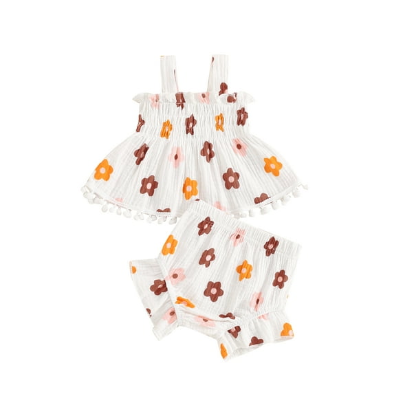 Bagilaanoe 2pcs Newborn Baby Girl Shorts Set Floral Sleeveless A-line Tops + Shorts 3M 6M 12M 18M Infant Casual Summer Clothes