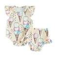 thumbnail image 1 of Bagilaanoe 2pcs Newborn Baby Girl Shorts Set Flying Sleeve Print Romper Tops + Ruffle Shorts 3M 6M 9M 12M Infant Casual Summer Clothes, 1 of 8