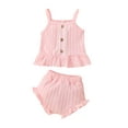 thumbnail image 1 of Bagilaanoe 2pcs Newborn Baby Girl Shorts Set Lace Sleeveless Camisole Tops + Shorts 6M 12M 18M 24M Infant Casual Summer Clothes, 1 of 9