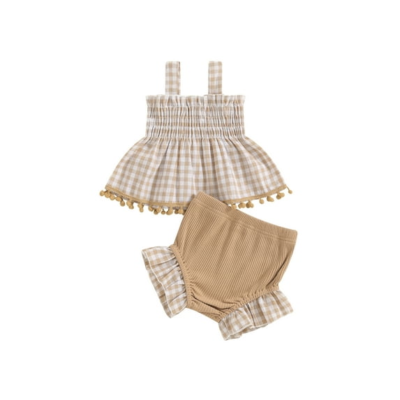 Bagilaanoe 2pcs Newborn Baby Girl Shorts Set Plaid Sleeveless Camisole Tops + Shorts 3M 6M 12M 18M Infant Casual Summer Clothes