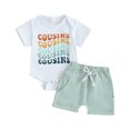 thumbnail image 1 of Bagilaanoe 2pcs Newborn Baby Girl Shorts Set Short Sleeve Letter Print Romper Tops + Shorts 3M 6M 12M 18M Infant Casual Summer Clothes, 1 of 7