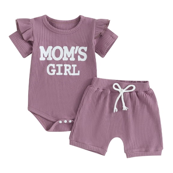 Bagilaanoe 2pcs Newborn Baby Girl Shorts Set Short Sleeve Letter Print Romper Tops   Shorts 3M 6M 12M 18M Infant Casual Summer Clothes