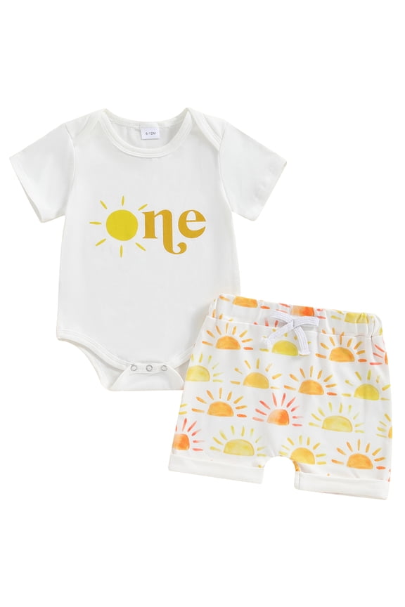 2pcs Newborn Baby Girl Shorts Set Short Sleeve Letter Print Romper Tops + Shorts 6M 12M 18M Infant Casual Summer Clothes