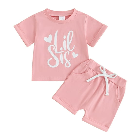 Bagilaanoe 2pcs Newborn Baby Girl Shorts Set Short Sleeve Letter Print T Shirt Tops + Shorts 3M 6M 12M 18M Infant Casual Summer Clothes