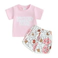 thumbnail image 1 of Bagilaanoe 2pcs Newborn Baby Girl Shorts Set Short Sleeve Letter Print T Shirt Tops + Shorts 3M 6M 9M 12M Infant Casual Summer Clothes, 1 of 9