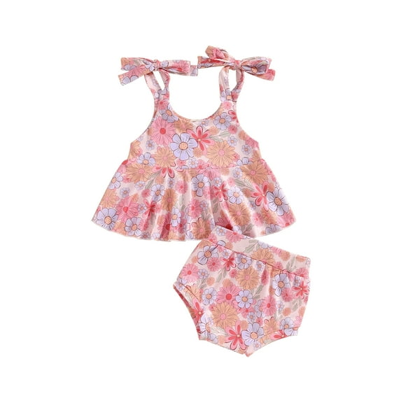 Bagilaanoe 2pcs Newborn Baby Girl Shorts Set Sleeveless Floral Print Camisole Tops + Shorts 3M 6M 12M 18M 24M Infant Casual Summer Clothes