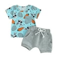 thumbnail image 1 of Bagilaanoe 2pcs Newborn Easter Outfit Baby Boy Shorts Set Short Sleeve Rabbit Print T Shirt Tops + Shorts 3M 6M 12M 18M 24M Infant Casual Summer Clothes, 1 of 8