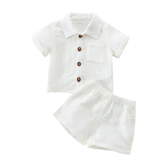 Bagilaanoe Baby Boys 2Pcs Summer Outfits Short Sleeve T-Shirt Tops Elastic Waistband Shorts Set Toddler Clothes