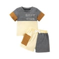thumbnail image 1 of Bagilaanoe 2pcs Toddler Baby Boy Girl Short Pants Set Short Sleeve T-Shirt Tops + Shorts 6M 12M 18M 24M 3T Kids Casual Summer Outfits, 1 of 9