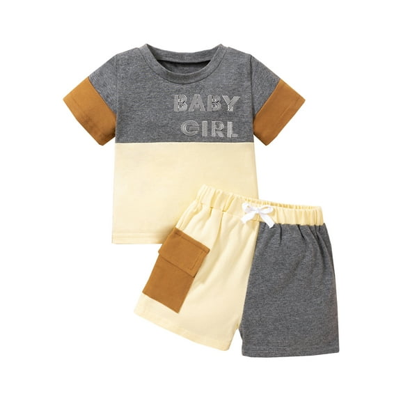 Bagilaanoe 2pcs Toddler Baby Boy Girl Short Pants Set Short Sleeve T-Shirt Tops   Shorts 6M 12M 18M 24M 3T Kids Casual Summer Outfits